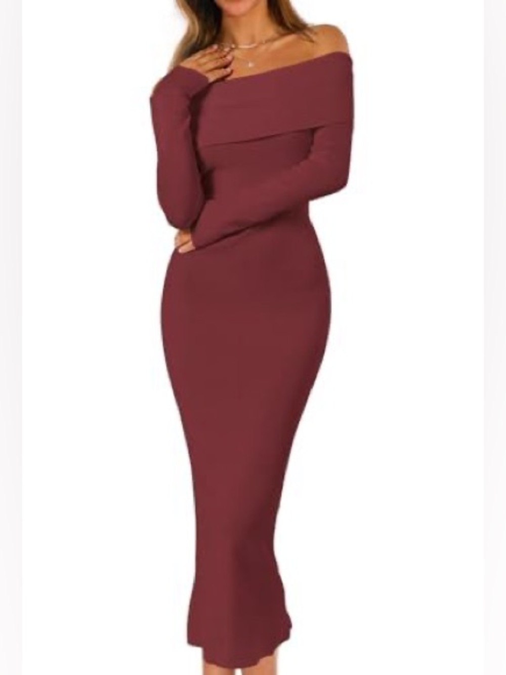 Burgundy Midi Bodycon Skirt